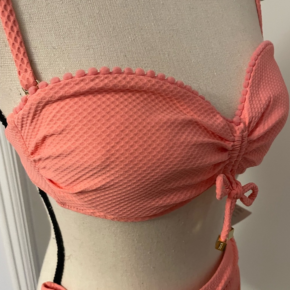 Coral Pink Textured Bikini Top